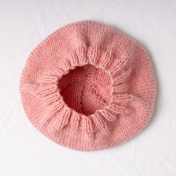 Hand Knit Pastel Peach Pink Wool Beret main image 5